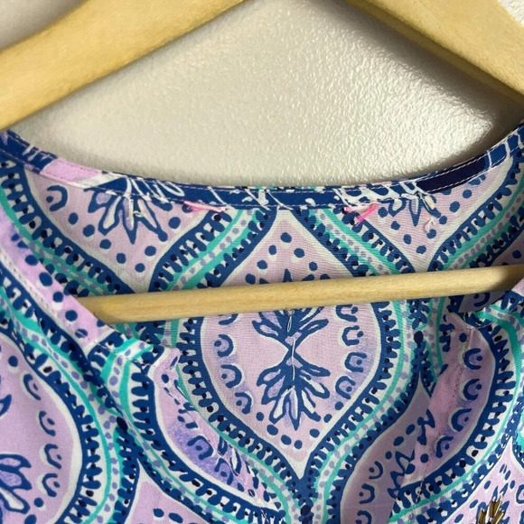 Lilly Pulitzer Renato Silk Tunic Top Blouse Shirt Size Small Snap To It Sequin - Picture 3 of 12